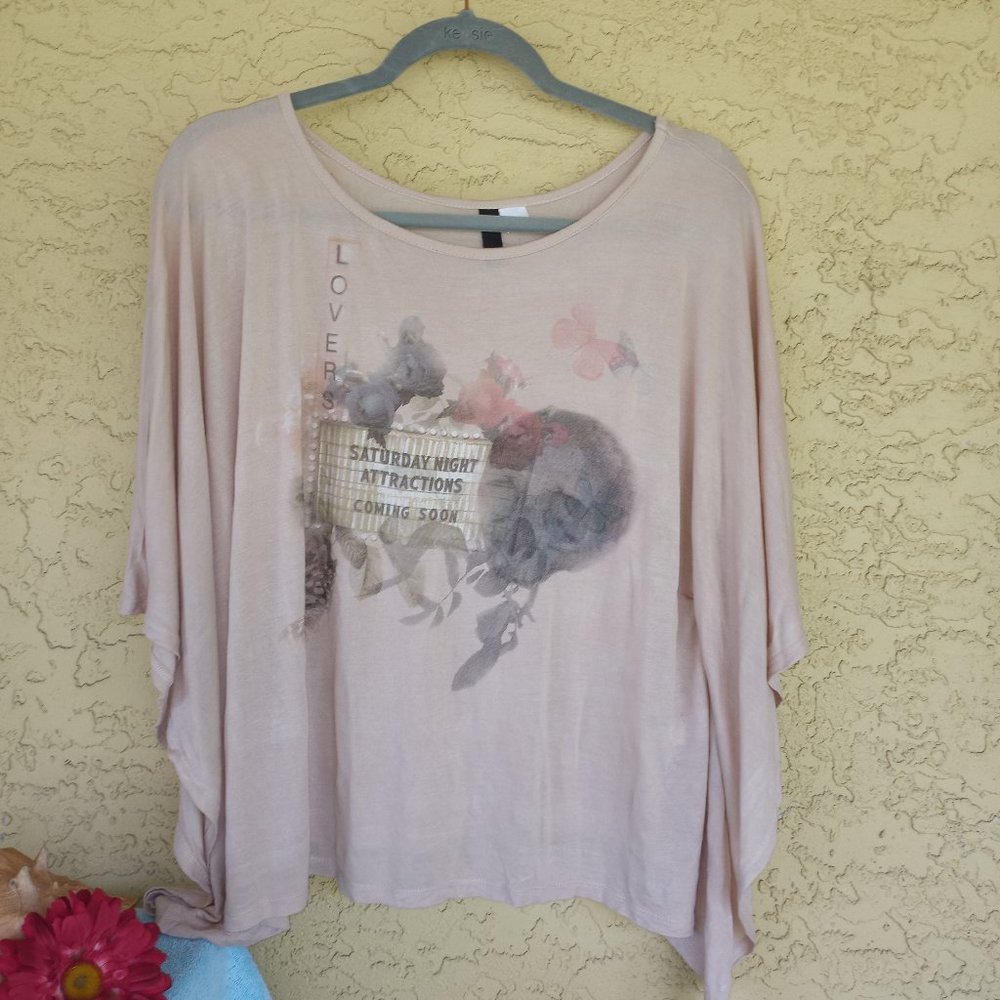 Boho silky oversized boxy tee